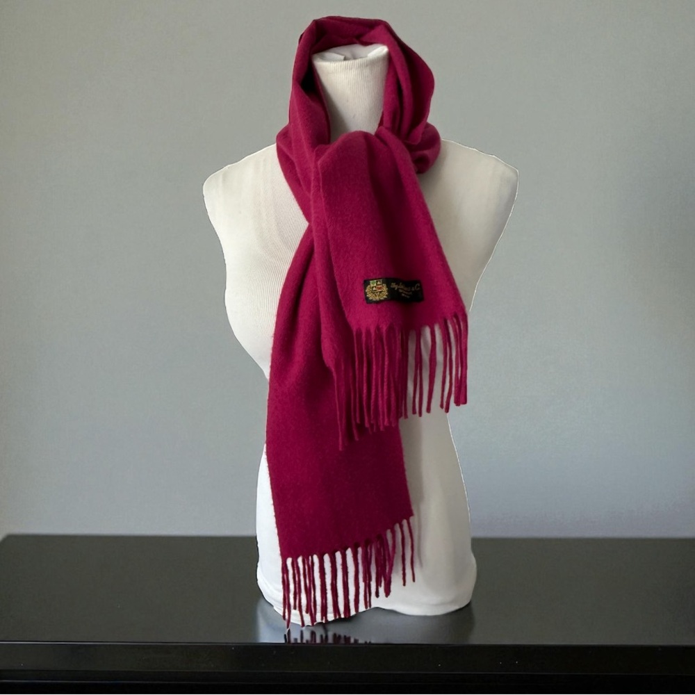 Loro Piana 100% Cashmere Fringe Magenta Scarf 13x59